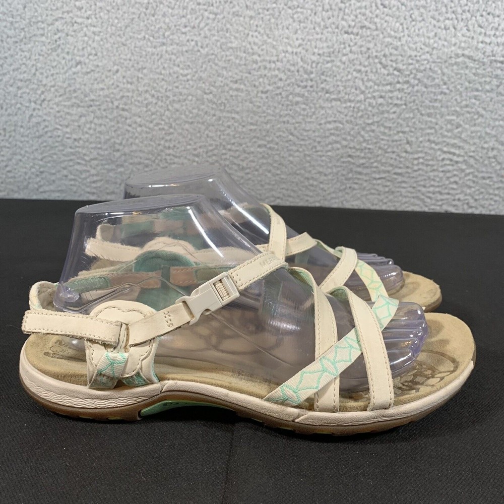 Merrell Sandals Womens 9 Jacardia Ivory Teal Sport Strappy Comfort J57596